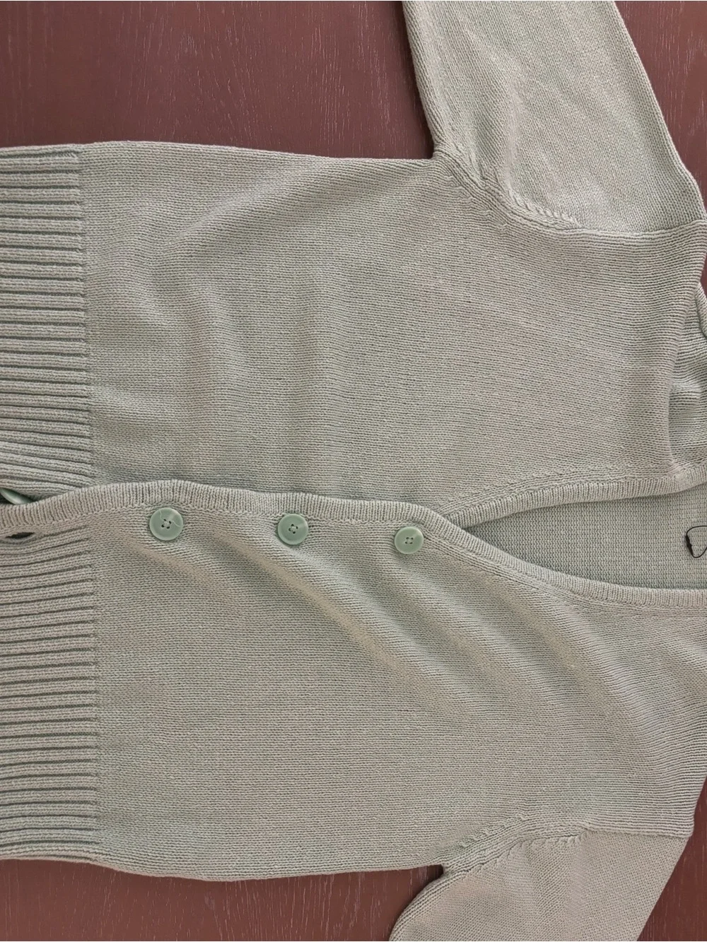 Zara Light Sage Green Button-Up V‑Neck Cardigan